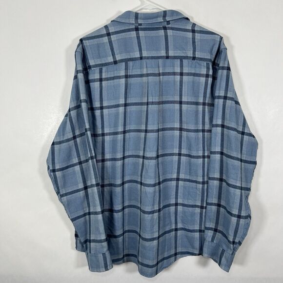 Eddie Bauer Classic Fit Button Up Flannel Shirt Mens Size Large Blue Plaid LS - Picture 11 of 13